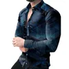 Camisas casuais masculinas personalidade masculina de manga longa camisa de impressão digital 3D