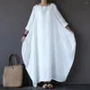 Robes décontractées Robe Vintage Boho Chemise Femmes Plus Taille Lâche Col Rond Printemps Pour Streetwear Élégant Robes Femme Dames