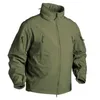 Utomhusjackor Hoodies Men's Camouflage Fleece Tactical Soft Shell Jackets Outdoor Sports Windproof Waterproof Multi-Pockets Militära Hooded Coats Male 0104