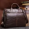 Briefcases Genuine Leather Men's Briefcase Cowhide Business High Quality One Shoulder Messenger Bags Fashion Casual Crossbody Handbag