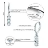Hoop Earrings IOGOU Luxury For Women 3mm 3 Stone Moissanite Bar Dangle Huggie Silver 925 Original Jewelry Girls