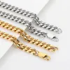 Hip Hop Cuban Link Chain Necklace White Gold Plated Stainless Steel Metal Necklace for Men 4mm 6mm 8mm