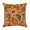 Travesseiro Amarelo Paisley Padrão Tampa Bohemian Flower Ethnic Style Decorativa Caso decorativo 45x45cm