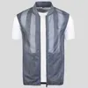 Vestes d'extérieur Sweats à capuche hommes été maille gilets de pêche multi-poches travail en plein air grande taille veste à glissière hommes séchage rapide rayure peau vêtements randonnée gilet 0104