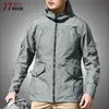 야외 재킷 후드 전술 가벼운 재킷 남성 바람 방수 방수 군용 멀티 포켓화물 재킷 윈드 브레이커 야외 SWAT 전투 코트 0104
