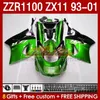 Cuerpo para KAWASAKI NINJA ZX-11 R ZZR-1100 ZX-11R ZZR1100 ZX 11 R 11R ZX11 R 1993 1994 1995 2000 2001 165No.0 ZZR 1100 CC ZX11R 93 94 95 96 97 98 99 00 01 Juego de carenado