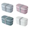 Set di stoviglie Doppi strati Bento Box Contenitore per il pranzo ecologico Accessori per la cucina Materiale Portapranzo per microonde #