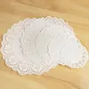 Bord mattor 100st Circle Lace Paper Doilies Placemats Wedding Party tabellvit Vit placemat dekorativa diy scrapbooking hantverk