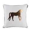 Pillow Luxury Simple Brown Horse Cover Cotton Linen PU Leather Sofa Buckle Waist Pillowcase Throw For Backrest