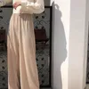 Women's Two Piece Pants GAOKE Summer Wide Leg For Women Casual Elastic High Waist 2023 Fashion Loose Long Pleated Pant Trousers Femme