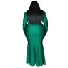 Women Sexy Plus Size Dresses Long Sleeve V Neck Ruched Party Evening Bodycon Maxi Dress