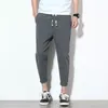 Herenbroek 2023 Joggers mannen zomer casual slanke enkellengte broek lichtgewicht vaste ademende streetwear jiniteit