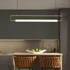 Hanglampen moderne lange lijn LED -verlichting eenvoud Dinerkamer lamp Vintage buis verlichtingsarmatuur suspensie voor studie