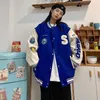 Jaquetas masculinas masculino mulher spring sprsity jacket hip hop bordando bordando splicing splicing sticker rua preppy fino beisebol uniforme de outmen