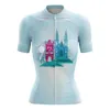 Camisetas masculinas 2023 Camisa de ciclismo feminino com manga de flor rosa manchada é requintadamente cortada e respirável