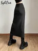 スカートシルクセクシーなスプリットシンプルカジュアルオールマッチストリートアウトクールな成熟した活力パーソナリティトレンド基本女性Sスカート230103