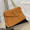 CC Totes 31x22CM Womens Flap Suede Designer Bag Chevron Line V Stitch Vintage Metal Hardware Bandoulière Double Chaîne Capacité Portefeuilles Femmes Multi Pocket Outdoor