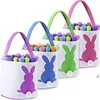 Seersucker Easter Bag SubliMation Favor Festive Cute Bunny Ears Basket Easters Egg Storage Hucket Outdoor Portable Picnic Tote Bag DHL UPS 0109