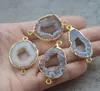 Pendanthalsband YA2239 Natural Geode Agat Stone Druzy Connecter Gold Color 40x27x4mm