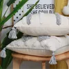 Cuscino Fodera in cotone beige trapuntato Custodia a reticolo geometrico grigio Decorazione della casa Cuscini in nappa per divano letto Sedia per auto
