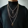 Ketens meerlagige lagen punk hanger kettingen zilveren kleur link ketting kruis charme kraag collier femme voor vrouwelijke mannen