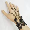 Link Bracelets Charms Gothic For Woman Sexy Black Lace Rose Flower Chains Leaf Bracelet Charm Wristbands Jewelry Adjustable Chain