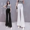 Pantalon femme industrie lourde Design sentiment léger chiffon femmes 2023 été mode longue décontracté noir blanc dames pantalon