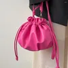 Evening Bags Fashion Sling Bag Y2K Style Women Shoulder Crossbody Leather Drawstring Mini High Street Sweet Purse Hand