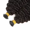 Extensions de cheveux Microlink bouclés profonds pré-collés je pointe dans les cheveux humains Extension de pointe d'ongle 100 brins couleur naturelle pour les femmes