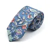 Bow Ties Style Floral Printed 6cm Tie Blue Green Purple Skinny Cotton Necktie For Men Women Wedding Party Suits Shirt Accessory