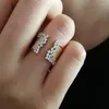 Bröllopsringar Creative Bride for Women Opening Design Full asfalterad glänsande CZ Luxury Female Engagement Ring Bands Fashion Jewelry