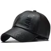 HXQ7 BALL CAPS Män vintage Justerbar läder Baseball Cap Plain Sports Outdoor Solid Low Profile Dad Hat