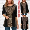 Camiseta para mujer 2022 Mujeres de manga larga Camiseta con estampado de leopardo Mujer suelta Casual Camisas de empalme Verano Otoño Moda Tops Jersey suelto T230104