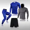 Herrspårar män sportkläder kompression sport kostymer snabb torr löpning set kläder joggar tränar gym fitness jacka set