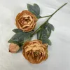 Fleurs décoratives branches de pivoine artificielles de la soie balcon de fleur de la soie Décoration des plantes vertes décor de mariage imitation fausse peonys