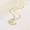 Collane con ciondolo Danymia 2023 Summer Butterfly Shell Collana in acciaio inossidabile color oro per donna Gioielli semplici alla moda all'ingrosso