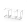 Storage Boxes 3 Lattices Transparent Acrylic Makeup Brush Holder Cosmetic Nail Polish Case Table Organizer Tool