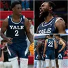 College-Basketball trägt maßgeschneidertes, genähtes Yale-Basketballtrikot 1 Danny Wolf 2 Bez Mbeng 3. August Mahoney 4 John Poulakidas 10 Matthue Cotton 11 Emir