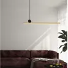 Pendant Lamps Geometric Strip Line LED Lights Modern Minimalist Gold Metal Hanging Lamp Dining Room Kitchen Restaurant Light Fixtures