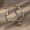 Brin à la mode abeille fleur tournesol pierre naturelle pour les femmes mode réglable métal Chiain Bracelet bijoux en gros