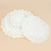 Bord mattor 100st Circle Lace Paper Doilies Placemats Wedding Party tabellvit Vit placemat dekorativa diy scrapbooking hantverk