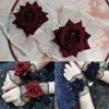 Podkładki kolan gotycki opaska na nadgarstek dla dziewcząt kobiety codziennie odzież bez śliskiego koronkowego rękawa dekoracyjna z kolorowym projektem róży rekwizyty cosplay