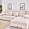 Stoelbedekkingen Moderne Europese linnen Suede Sofas Universal Dikke Dikke niet-slip Comfort Lace Bank voor Recliner Furniture