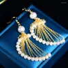 Dangle Earrings Arab Vintage Fashion Spiral Shape Freshwater Pearls Drop For Women Bride Wedding Party Festival Costume Jewelry