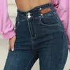 Kvinnors jeans s zhisilao mode mager för kvinnor retro stretch tvättade hög midja elastisk penna smal denim byxor 230103