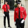 Camicie eleganti da uomo Pantaloni Uniforme di sicurezza della proprietà di lusso Hotel Maniche corte Sicurezza Camicia da lavoro rossa Tuta da uomo Immagine Post Protocollo Abiti a maniche lunghe