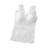 Camisoles réservoirs femmes pull gilet coussinets transparents beauté dos mince soutien-gorge doux dentelle couture sous-vêtements décontractés haut
