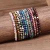 Strand 4mm Fine Bead Class Dot Grain Stone Bracciale Intrecciato Coppia Ornamenti Yoga