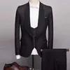 Men's Suits US Size Shawl Lapel 3 Pieces Jacquard Suit Men Slim Fit Red Blue White Pink Wedding For Prom Mens Tuxedos Q487