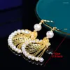 Dangle Earrings Arab Vintage Fashion Spiral Shape Freshwater Pearls Drop For Women Bride Wedding Party Festival Costume Jewelry